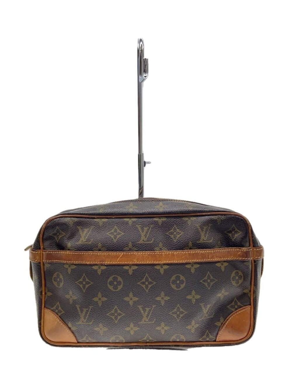 LOUIS VUITTON Clutch Bag Leather Brown All over
